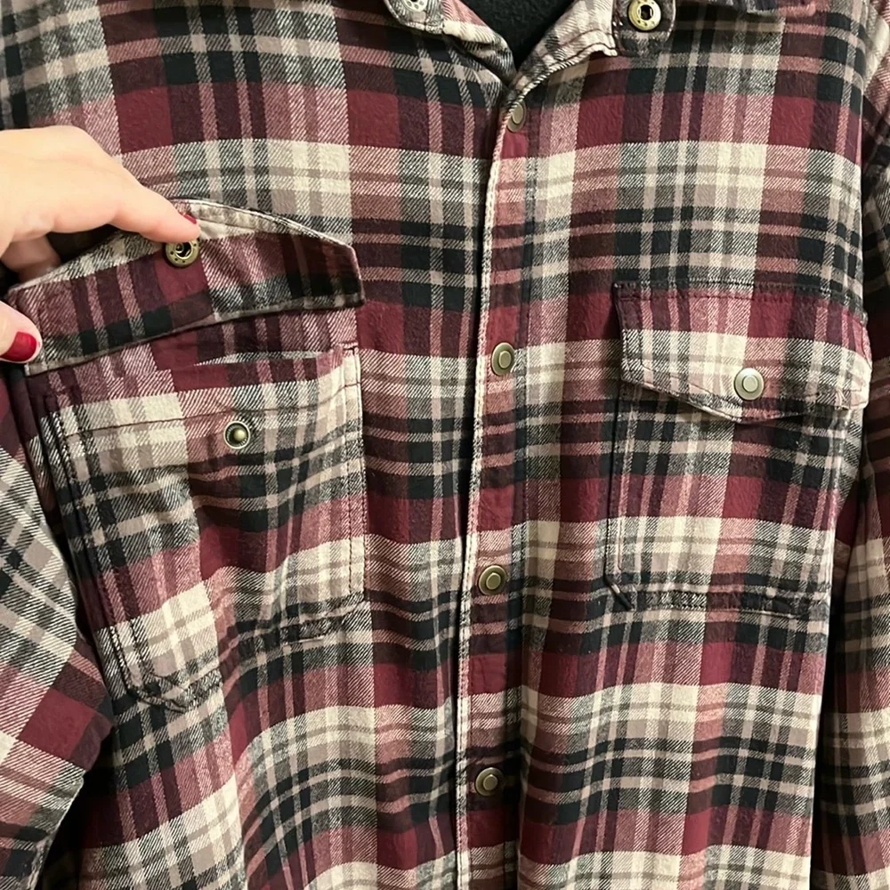 Croft & Barrow mens flannel shirt shacket XL fleece lined plaid outdoor warm